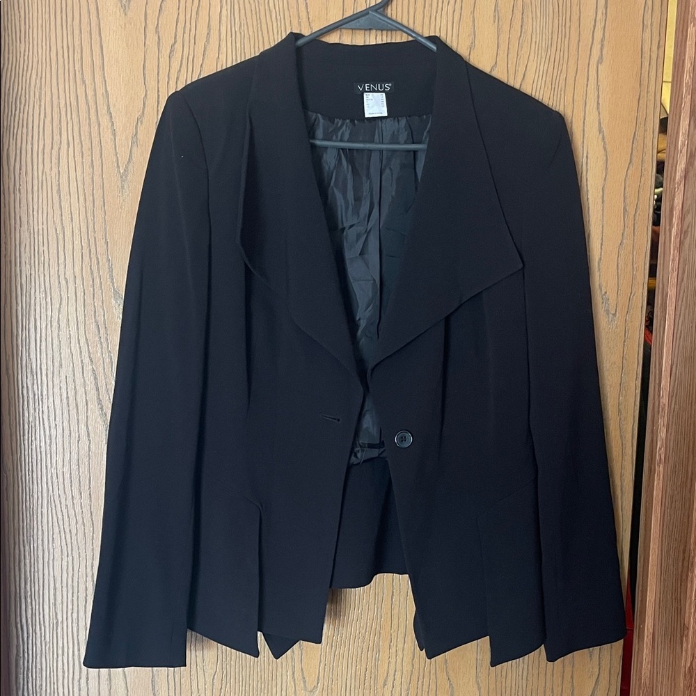 VENUS Black Women's Draped Lapel Blazer